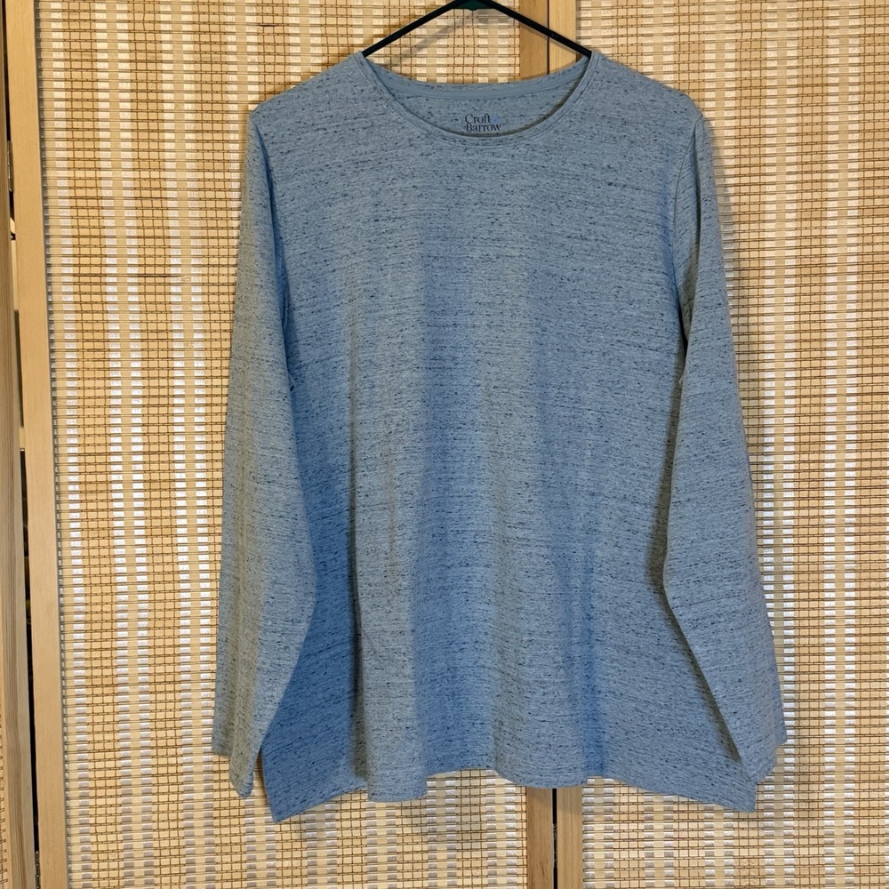 Croft & Barrow Womens 1X Top Long Sleeves Blue Casual Activewear Resortwear Boho